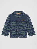 Wrangler Little Boys Hay Away Full Zip Sherpa Jacket Dark Forest dark green sherpa with full zip front two hand pockets and ripstop yoke in a western print kids western clothing ranch wear Utah 112382946 Boltranchstore.com