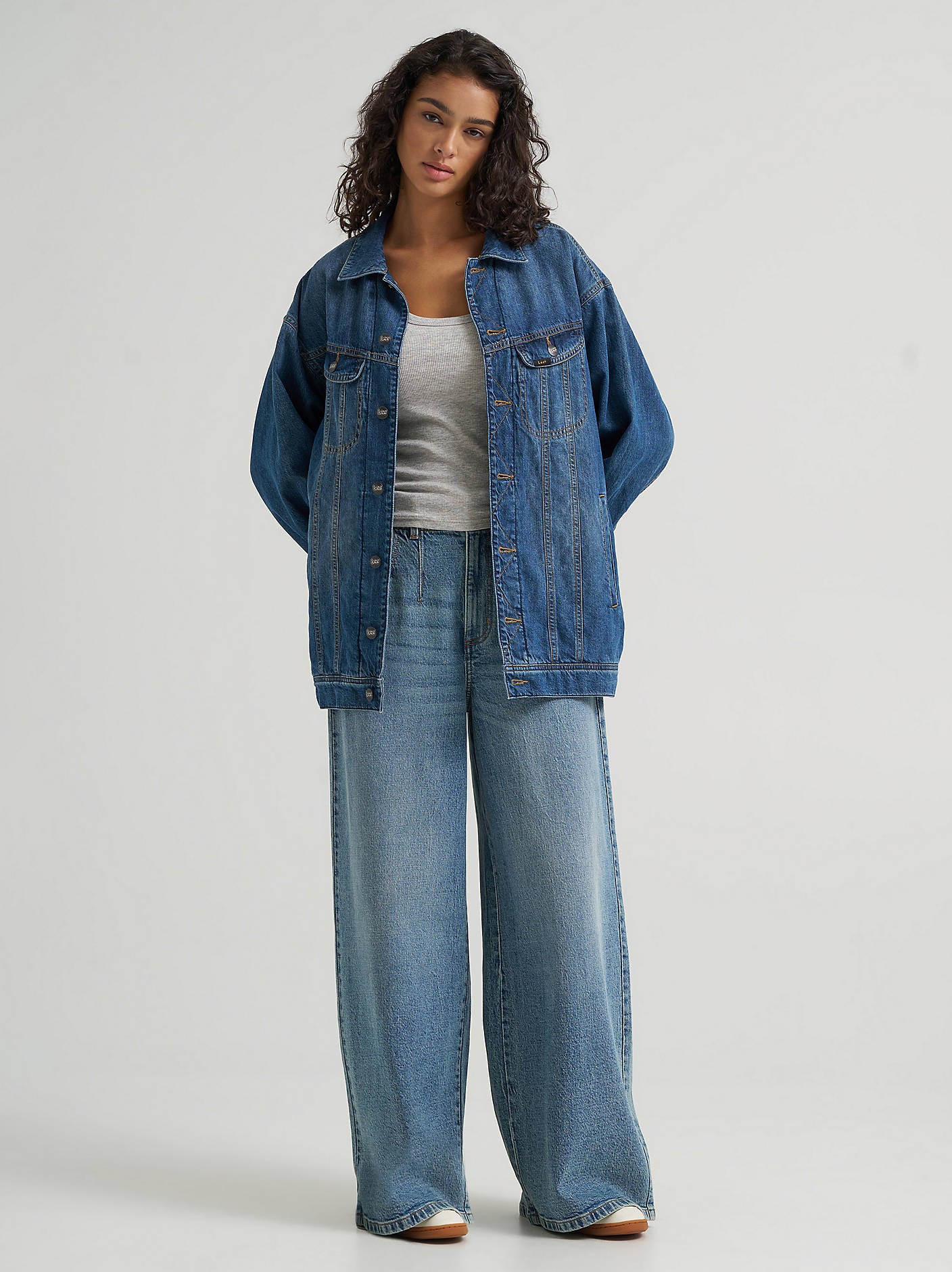 Lee Womens Oversized Flannel Lined Rider Jacket
