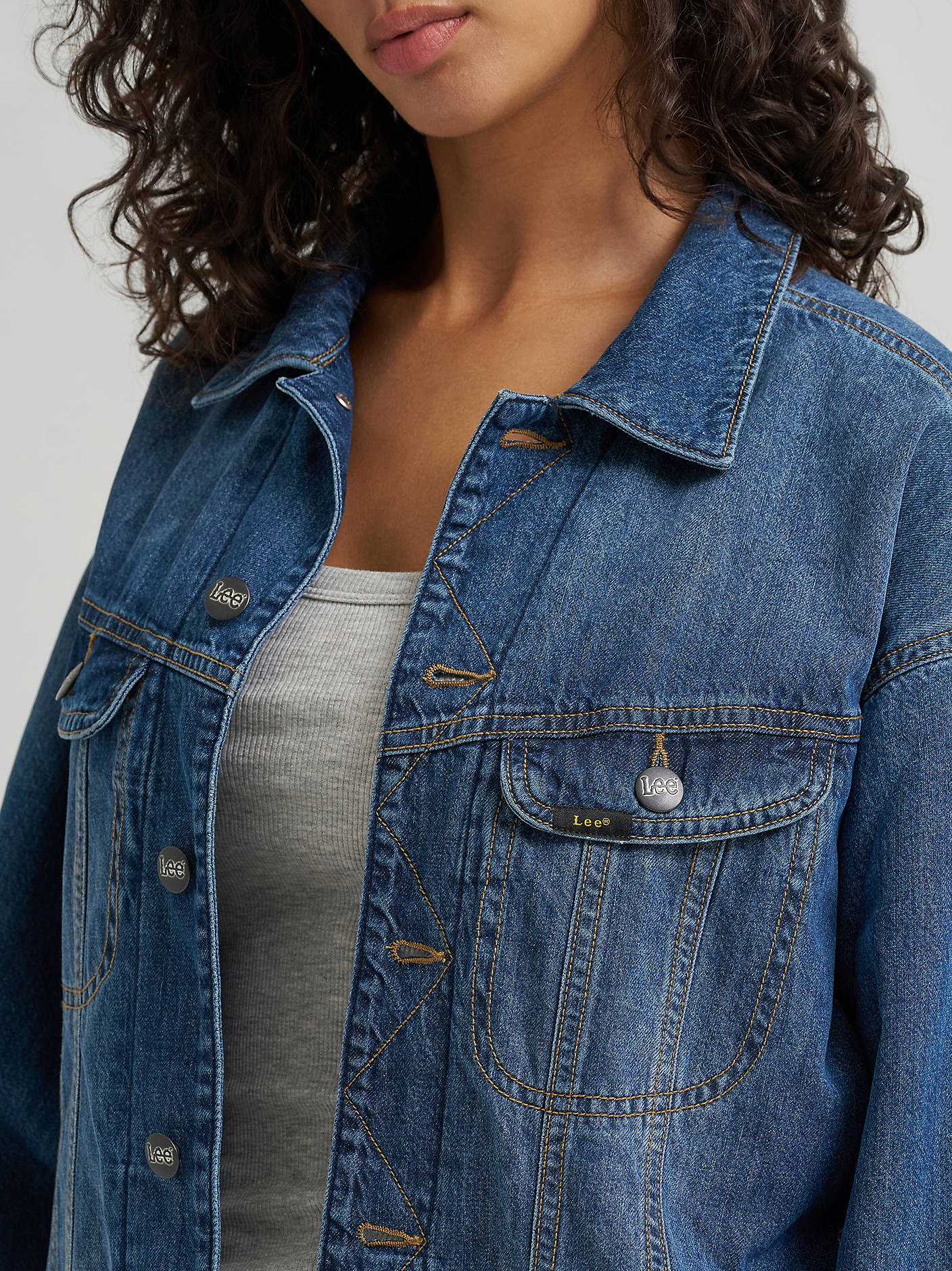 Lee Womens Oversized Flannel Lined Rider Jacket