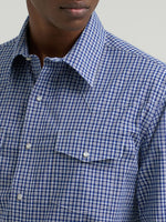 Wrangler Mens Wrinkle Resist Long Sleeve Western Snap Plaid Shirt wrinkle free everyday snap shirt to wear with jeans for rodeo and ranch