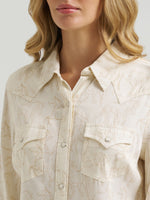 Wrangler Womens Statement Sierra Western Slim Snap Shirt arena to everyday western top with two snap cuffs rodeo western fashion Park City Kamas