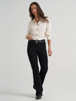 Wrangler Womens Slim Concho Button Shirt White shiny concho buttons with turquoise colored stone inserts