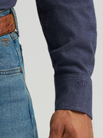 Wrangler Mens Cody Johnson Two Pocket Western Snap Shirt Solid Blue everyday western shirt for ranch work and country concerts Kamas Utah
