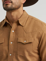Wrangler Mens Cody Johnson Two Pocket Western Snap Shirt mitered snap cuffs with the Cody Johnson logo embroidered western fashion rodeo