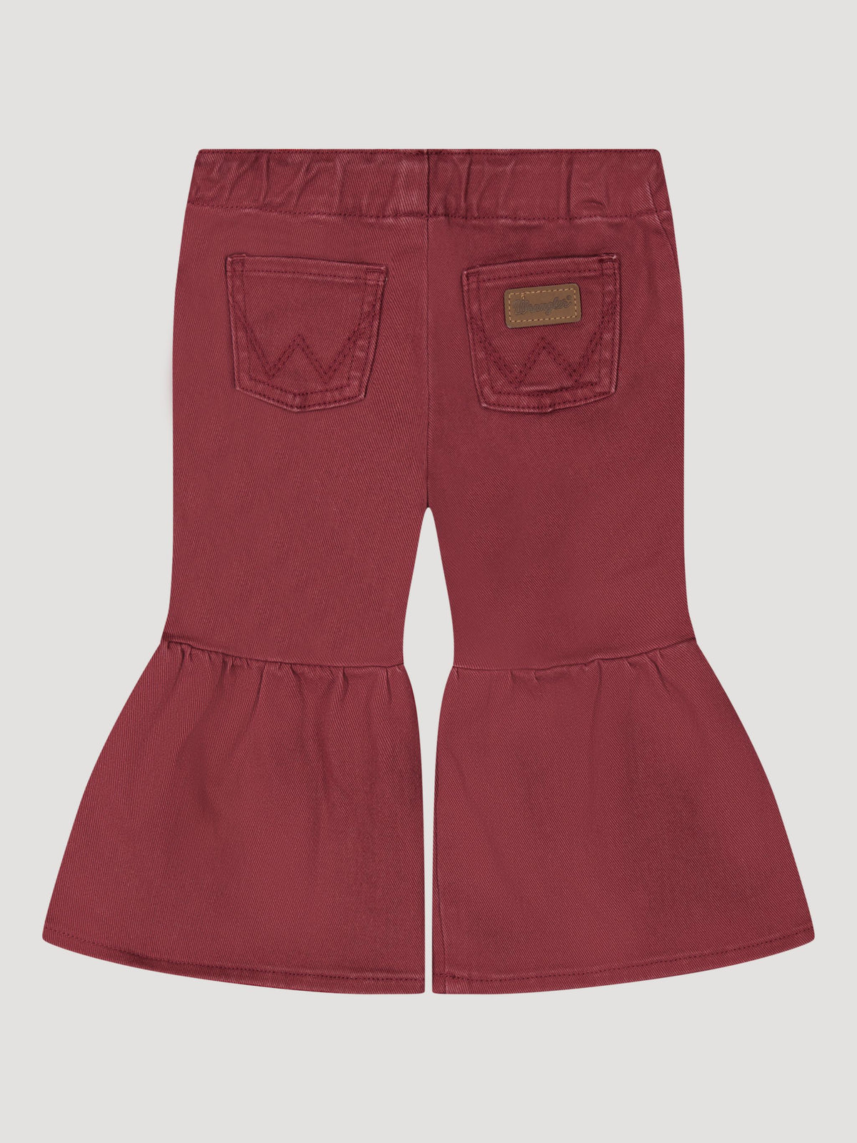 Wrangler Little Girls Vibrant Ruffle Leg Flare Jean Mulberry elastic waist and gathered ruffle flare leg cowgirl kids western fashion Utah