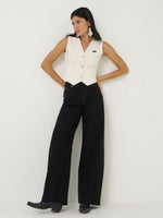 Wrangler X Lainey Wilson Tour Barrel Jean Midnight heavyweight denim with no stretch ranch wear