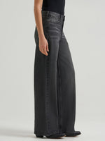 Wrangler Womens Retro Bailey High Rise Wide Leg Jean Harper zip fly with button closure and flattering high waist