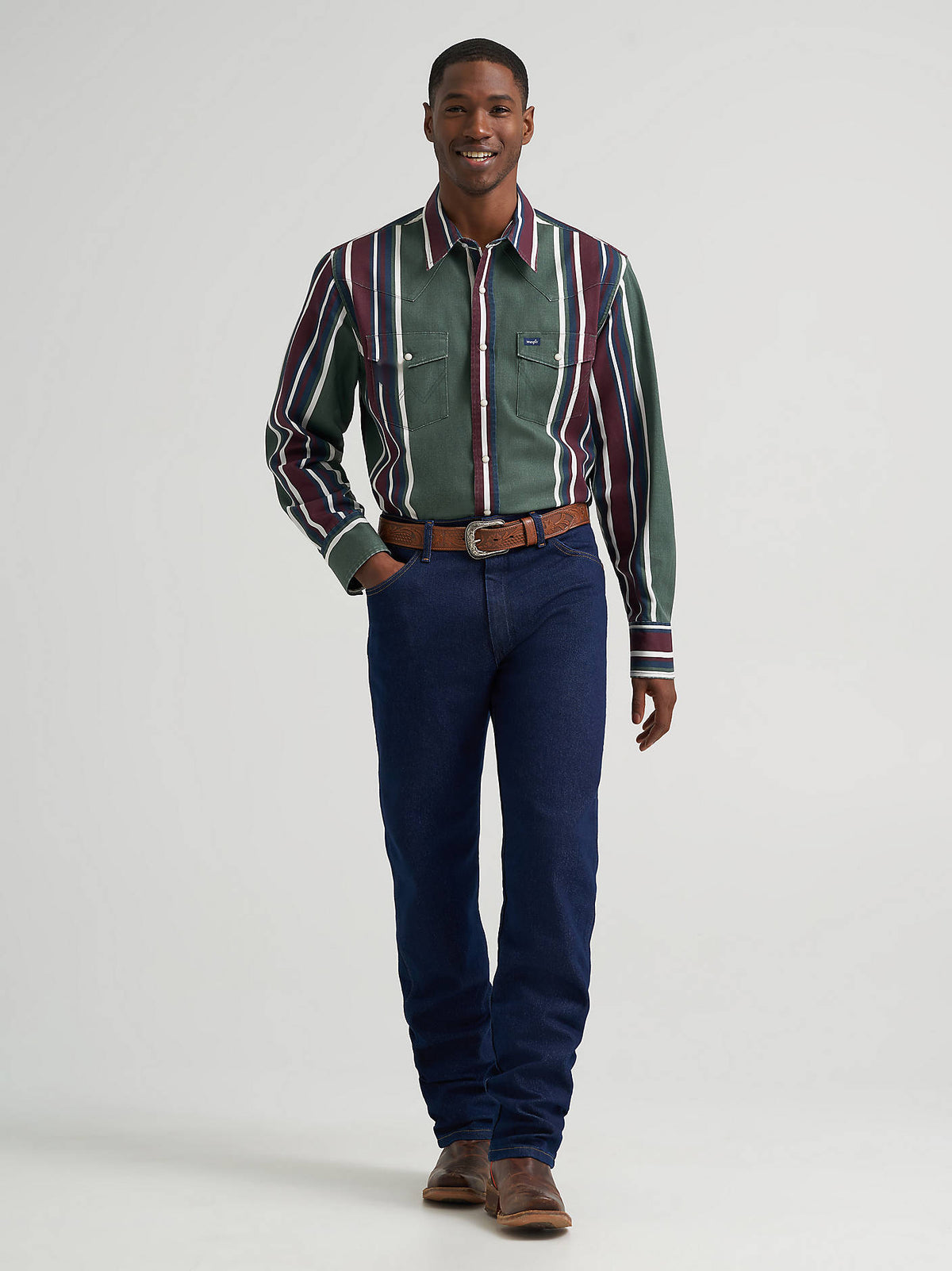 Wrangler Vintage Inspired Brushpopper Western Snap Workshirt