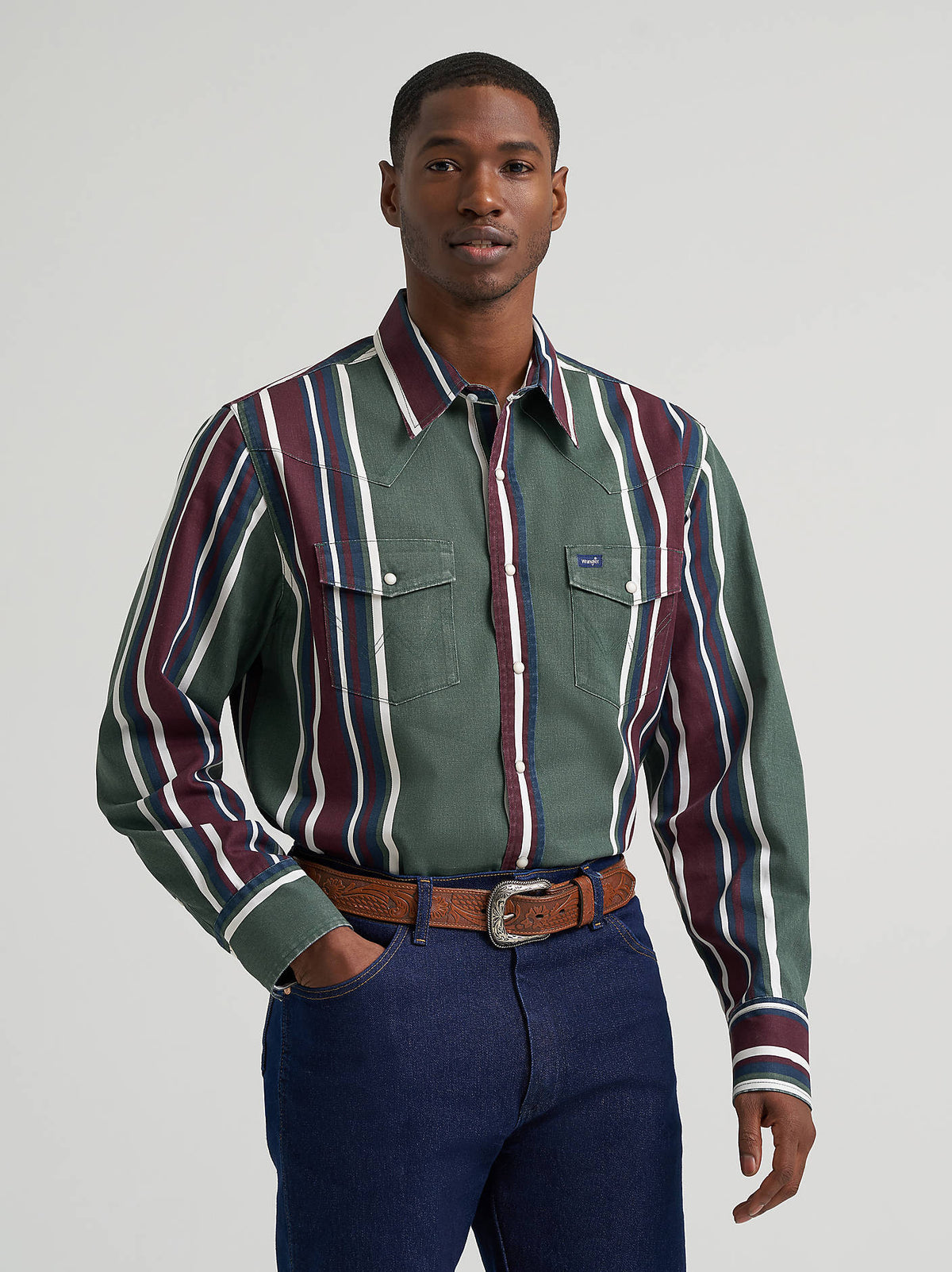 Wrangler Vintage Inspired Brushpopper Western Snap Workshirt