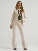 Wrangler Womens Western Pinstripe Blazer Cream notched collar and V neckline with button front closure