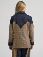 Western clothing womens western boutique rodeo Utah Wrangler Womens Houndstooth Blazer Rinse SKU 112385984 Boltranchstore.com free shipping