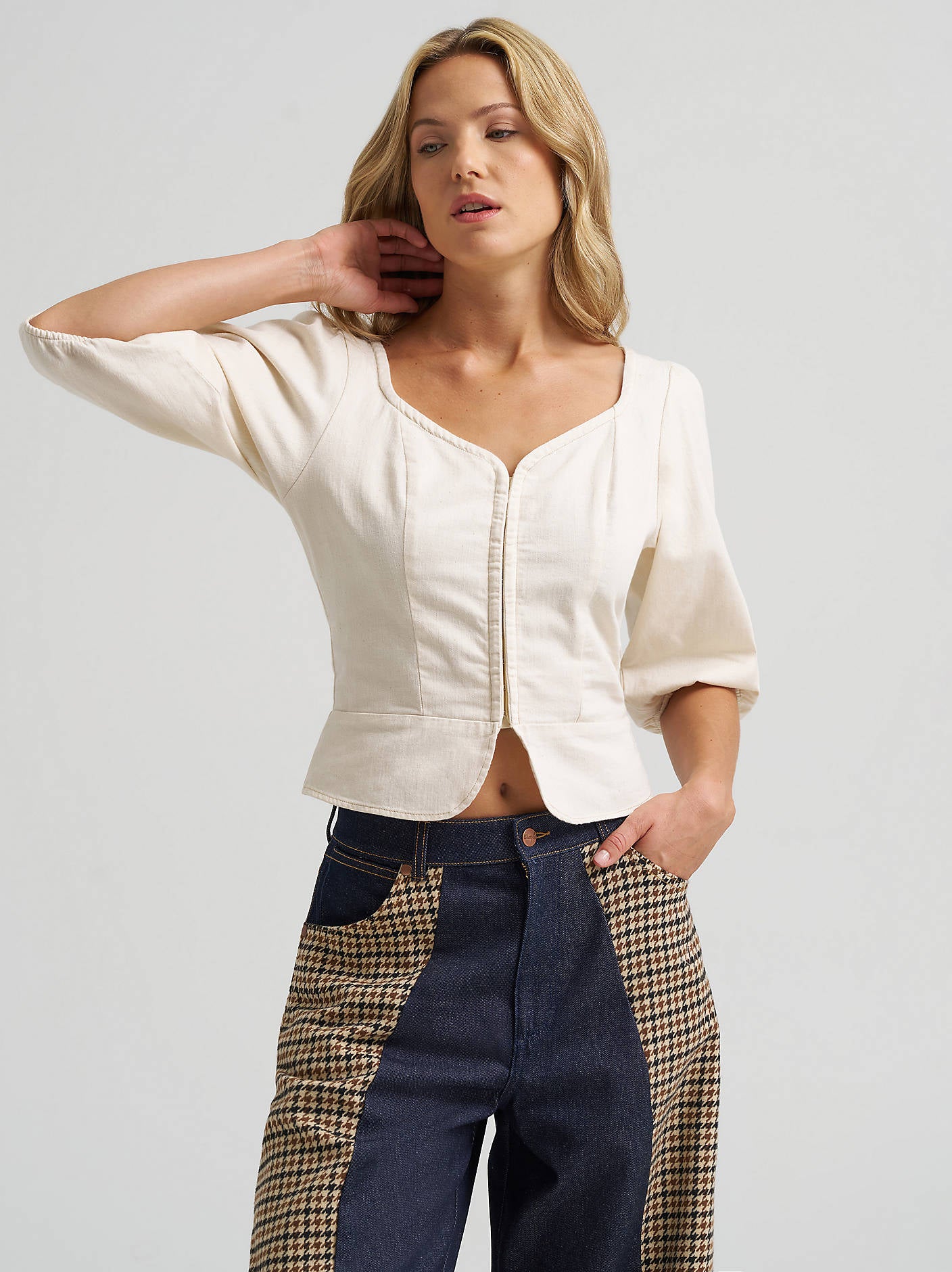 Wrangler Womens Puff Sleeve Corset Top