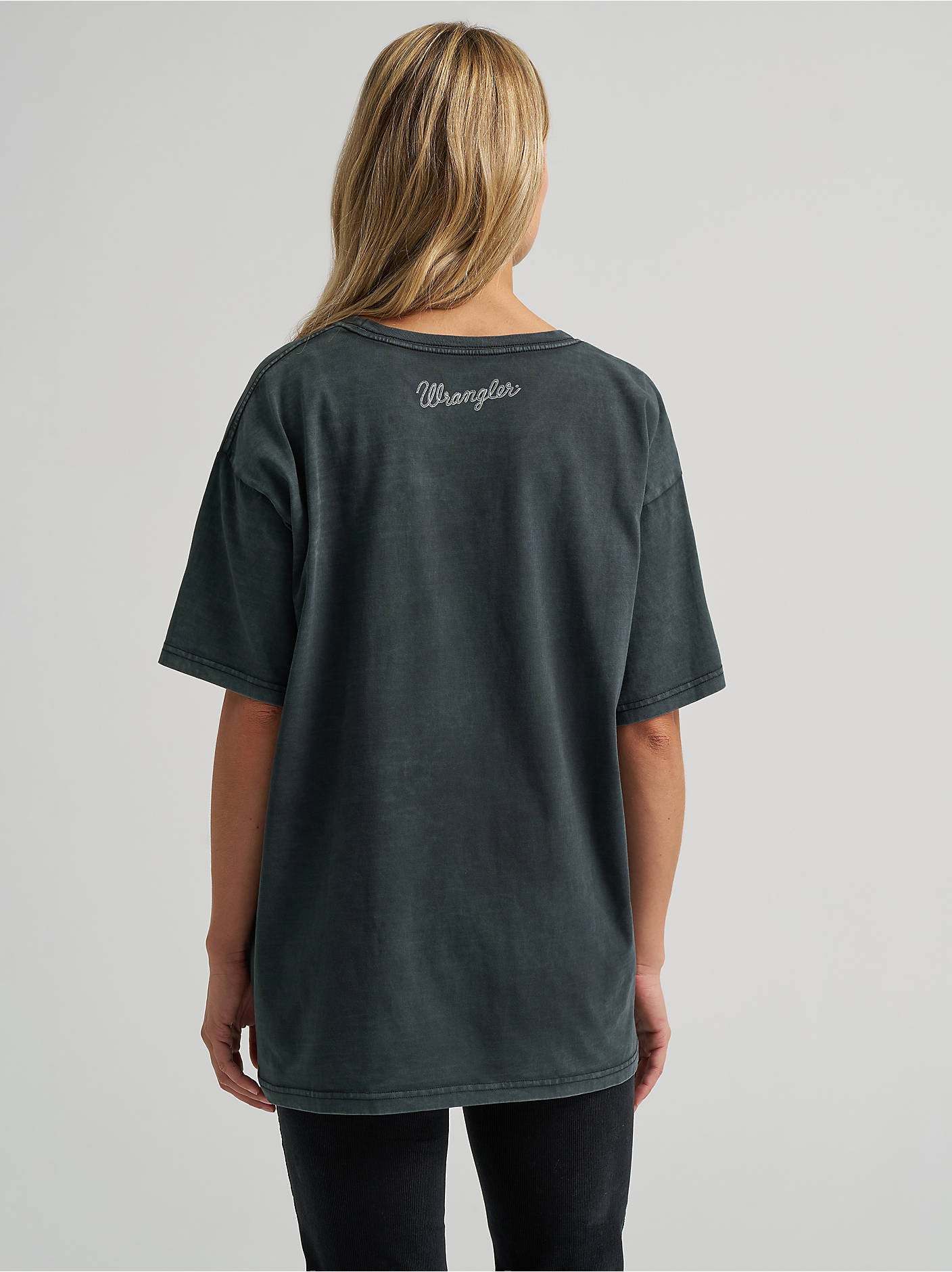 Utah womens fashion rodeo womens western boutique Wrangler Vintage Horse Oversized Graphic Tee Jet Black SKU 112387339 Boltranchstore.com free shipping