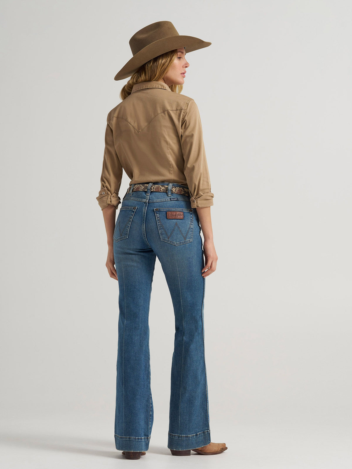 Wrangler Womens Retro Bailey High Rise Trouser Jean Shelby two back pockets with signature W stitching from a Kamas western shop