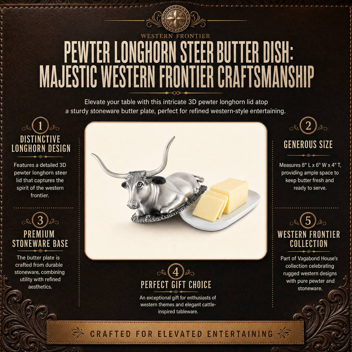 Pewter Longhorn Steer Butter Dish