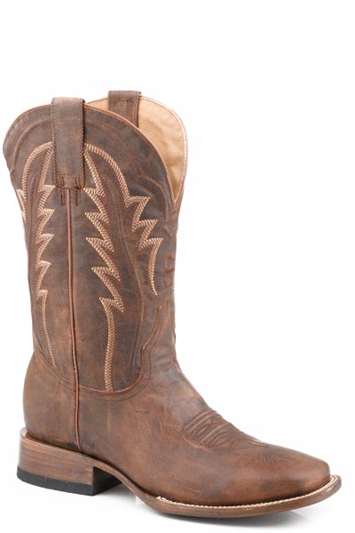 Stetson Cimarron Boots Tan tan goat leather square toe cowboy boot with 12 inch shaft and leather sole mens western boots Utah SKU 1202087904159TA