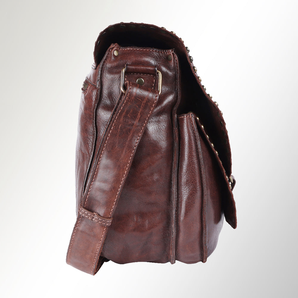 American Darling Vintage Inspired Studded Crossbody side profile with adjustable leather strap rodeo