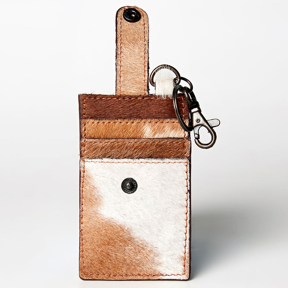 American Darling Genuine Cowhide Leather Keychain Cardholder Wallet Snap Closure snap tab closure on a compact western card wallet womens western boutique