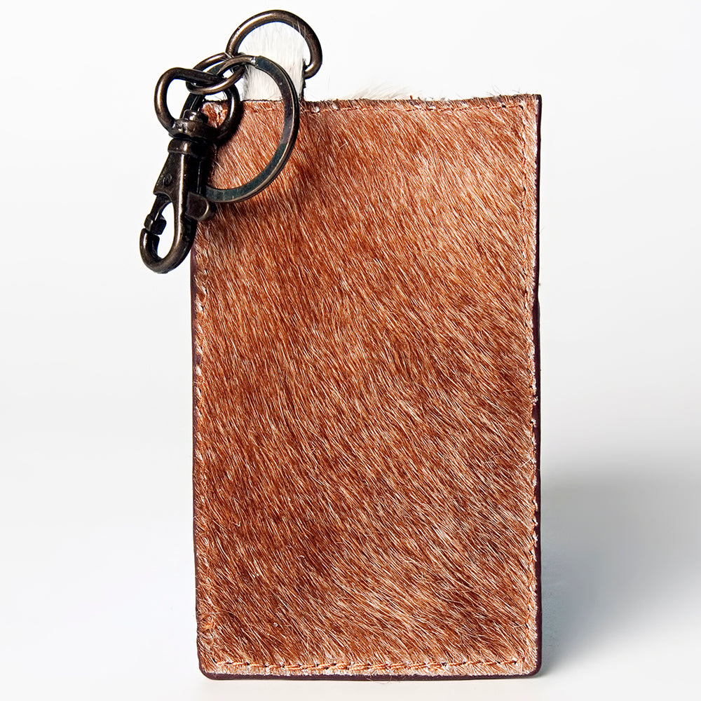 American Darling Genuine Cowhide Leather Keychain Cardholder Wallet Snap Closure antique silver clip to attach to keys bags or belt loops ranch wear cowgirl