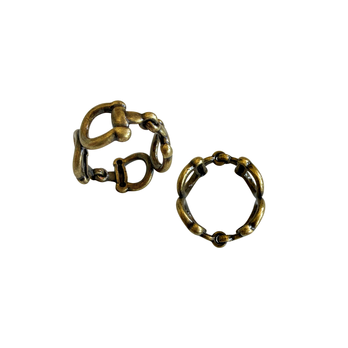 Fringe Scarf Ring Snaffle Bit Infinity artisan brass with an antiqued patina western clothing