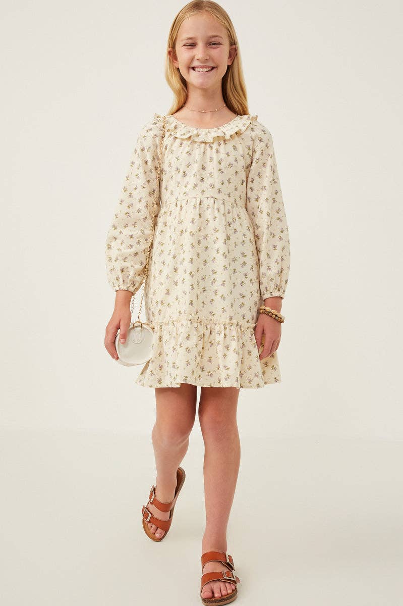 Girls Textured Floral Dress