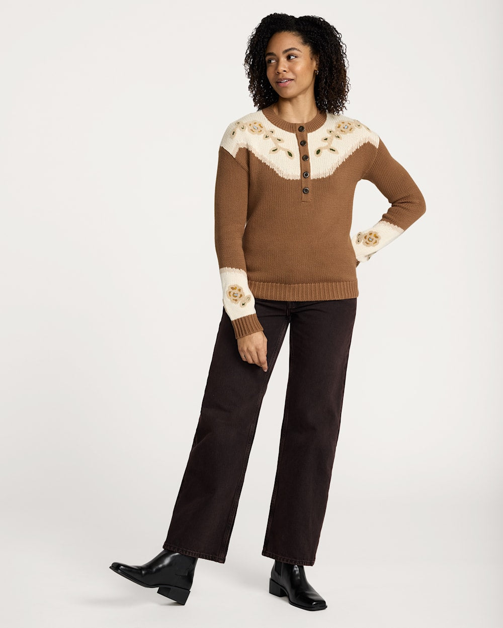 Pendleton Western Floral Henley Sweater