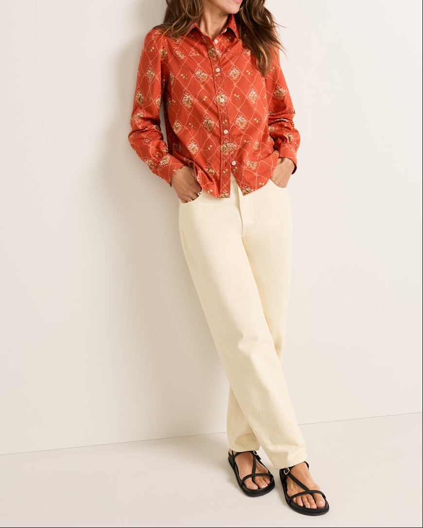 Pendleton Womens Cowgirl Lattice Winona Puff Sleeve Shirt