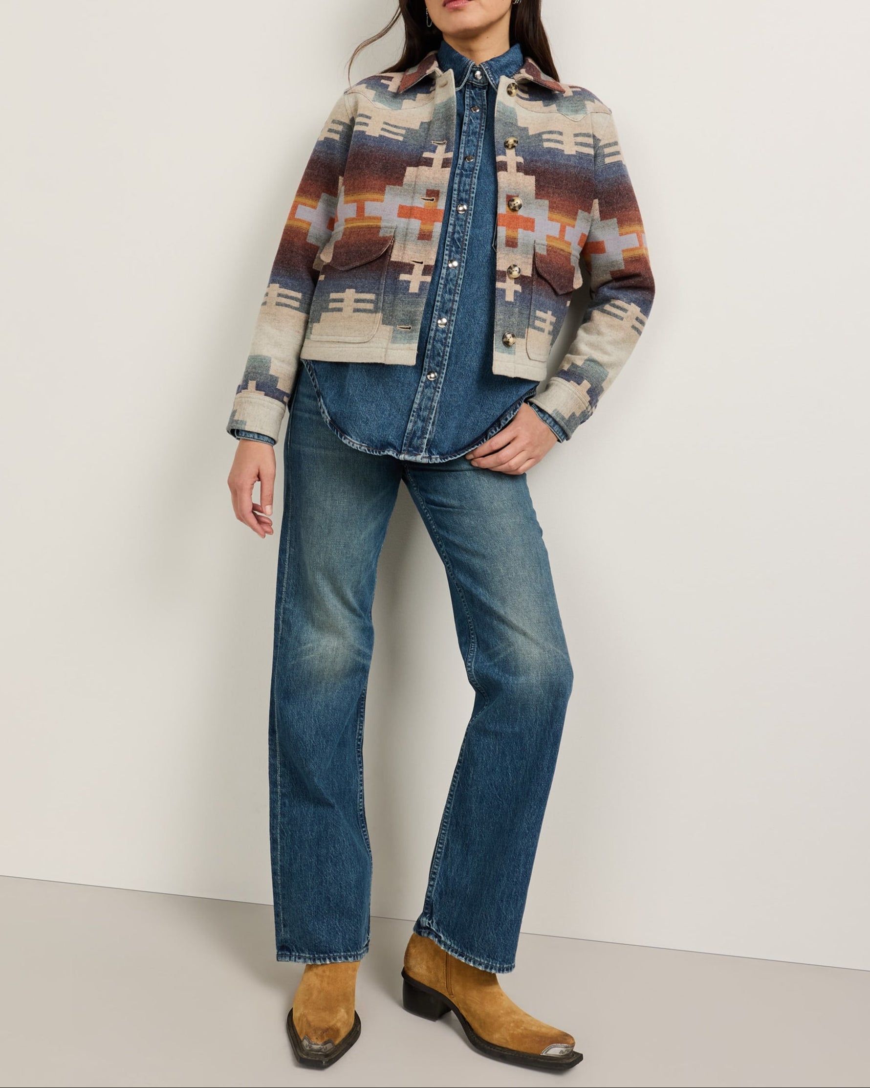 Womens western boutique Utah Pendleton Womens Dakota Western Jacket Shiprock Blue Mix TF687 Boltranchstore.com free shipping