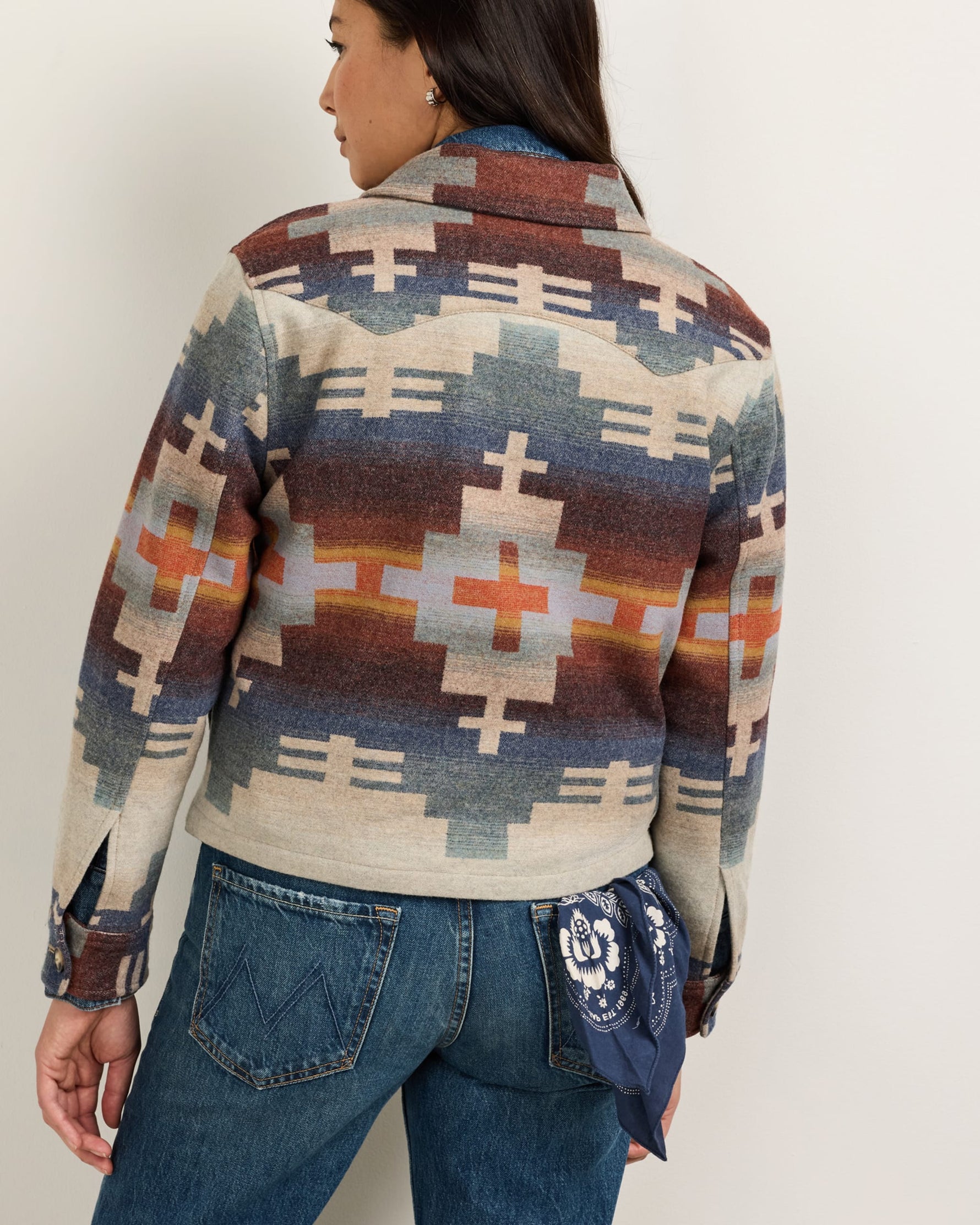 Womens fashion western clothing Pendleton Womens Dakota Western Jacket Shiprock Blue Mix TF687 Boltranchstore.com free shipping