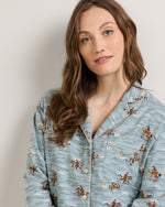 Pendleton Womens Cowboy Print Flannel Pajama Set matching bottoms with adjustable drawstring waist and side seam pockets cowgirl loungewear