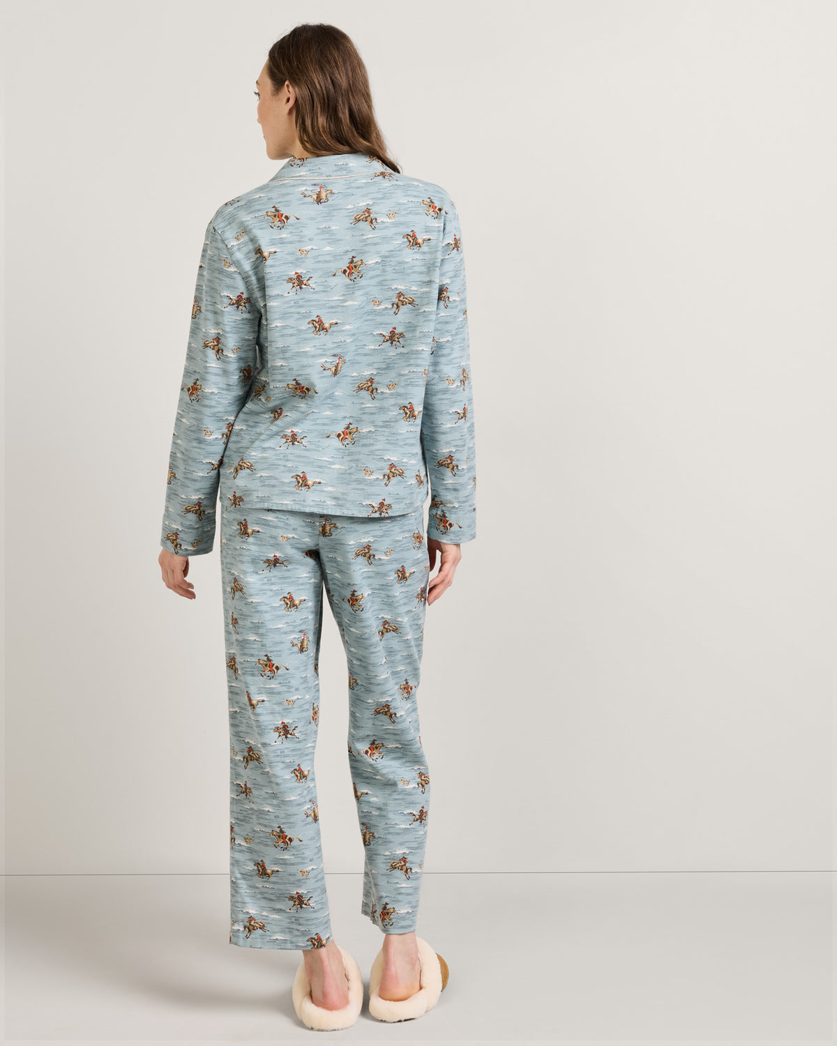 Pendleton Womens Cowboy Print Flannel Pajama Set western print flannel finished with refined piping throughout western fashion