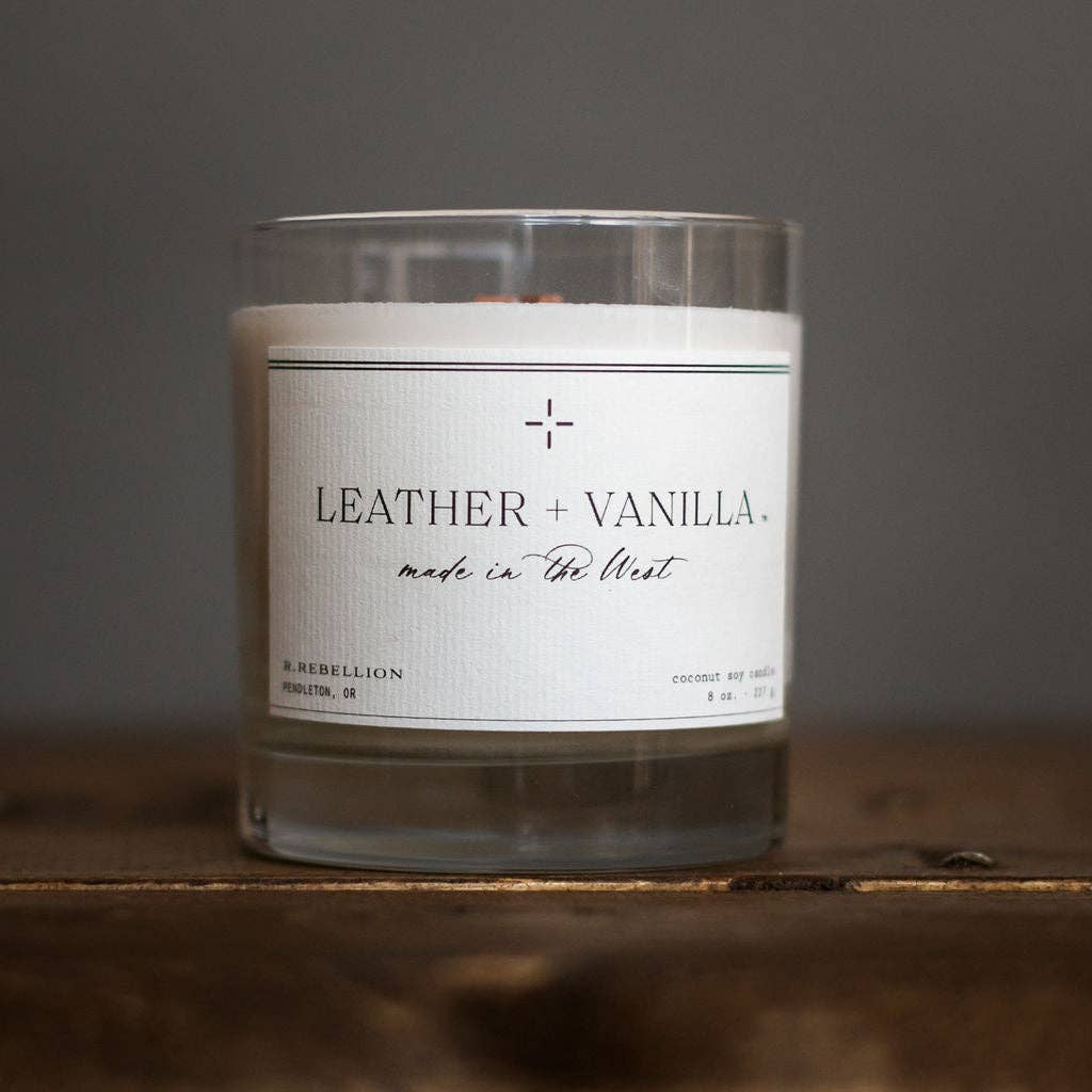 R Rebellion Leather Vanilla Candle