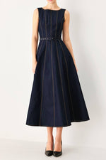 Flying Tomato Denim Midi Dress dark denim sleeveless midi dress womens western boutique Utah SKU FD2332