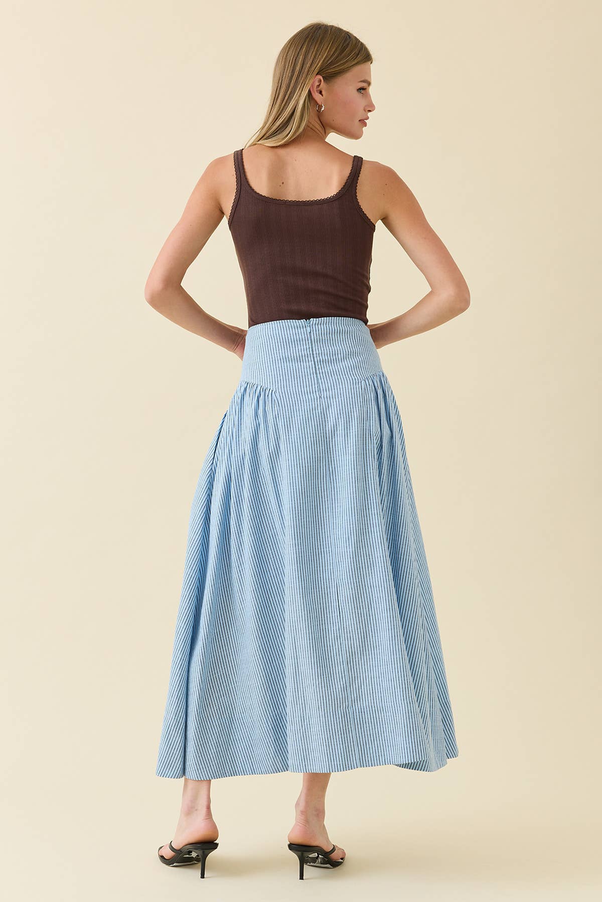 Shari Stripe Midi Skirt