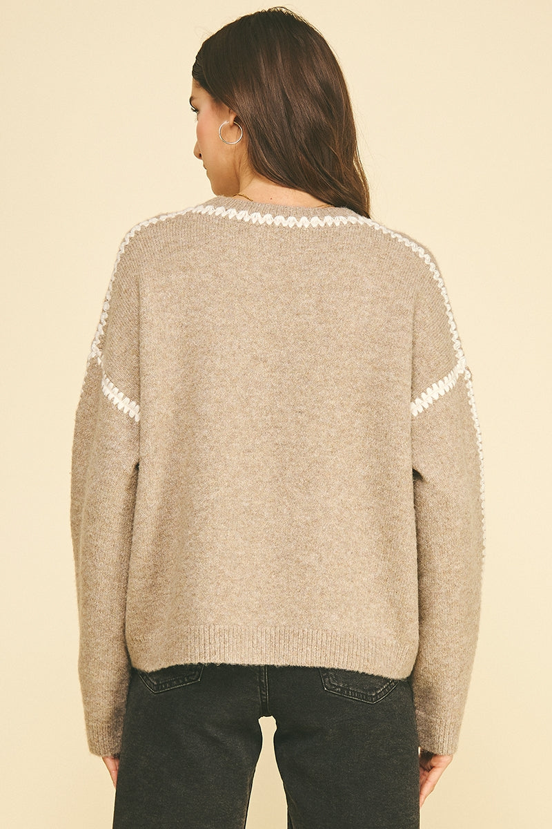 Kelbee Stitch Embroidered Knit Sweater