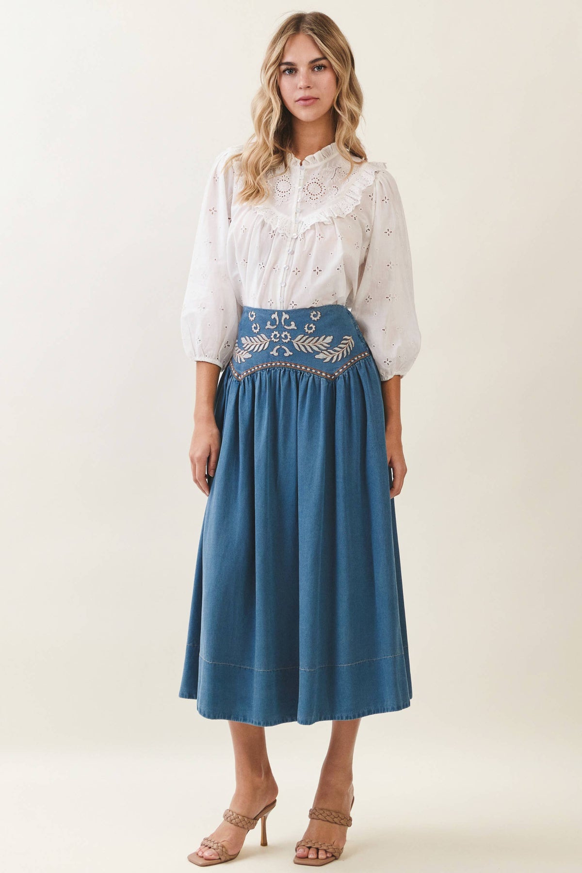 Rodeo collection Waist Embroidered Detail Skirt C6059 Boltranchstore.com free shipping