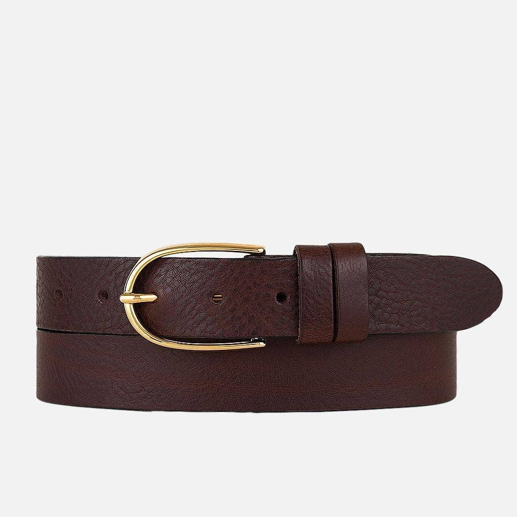 Drika Leather Belt Women Brown leather belt with a gold buckle  fall belt western belt simple belt classic belt boltranchstore.com 