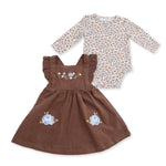 Kids western boutique Utah baby western fashion Hazel Floral Pinafore Dress and Long Sleeve Bodysuit Set 179BF26HFL Boltranchstore.com free shipping