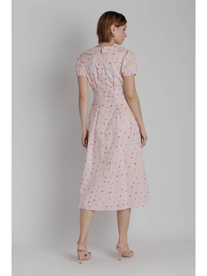 Polly Polka Dot Collared Midi Dress