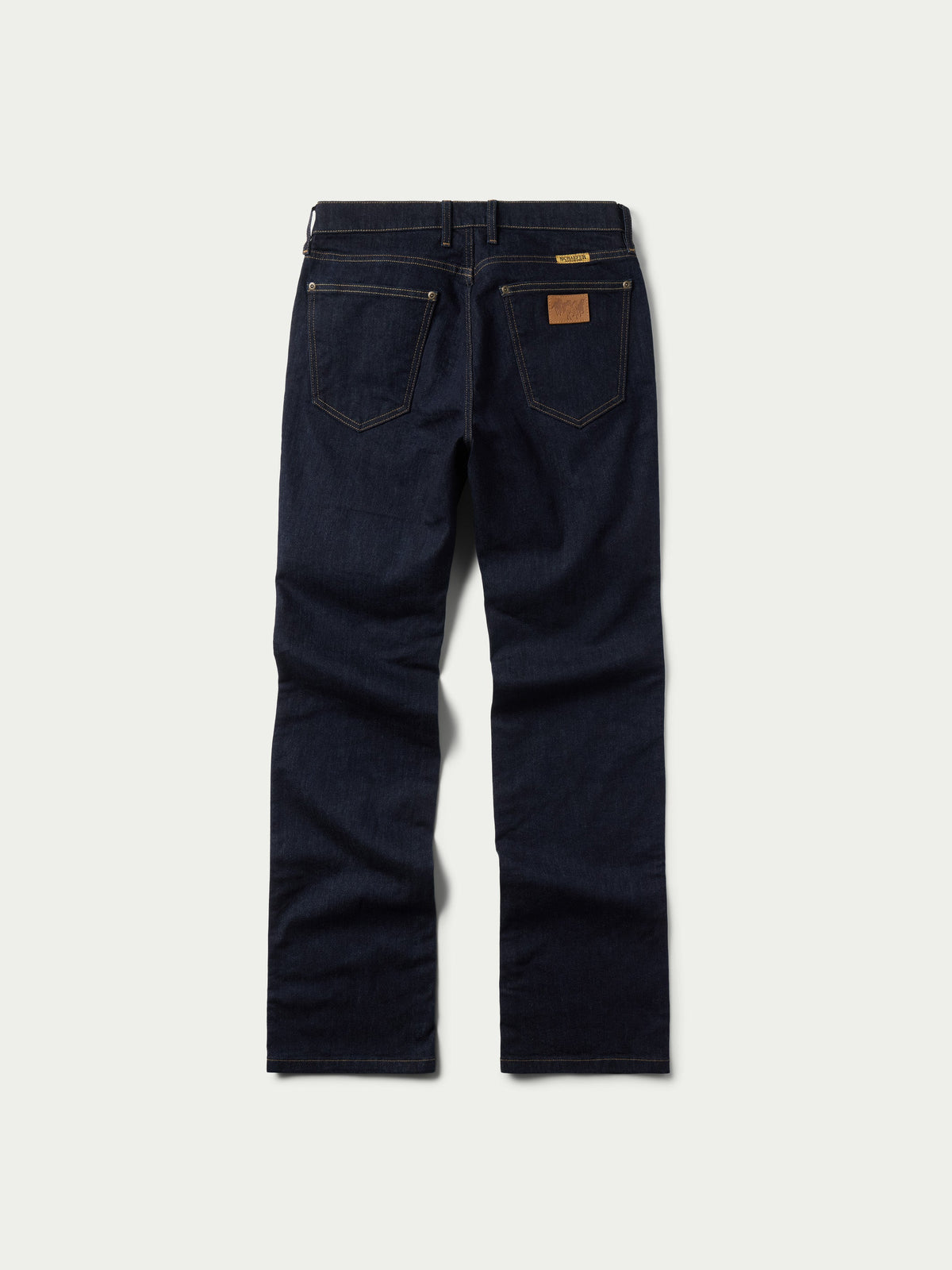 Schaefer Ranch Flex Boot Cut Dungarees Dark Rinse mid rise waist and back pocket shape cowboy jeans