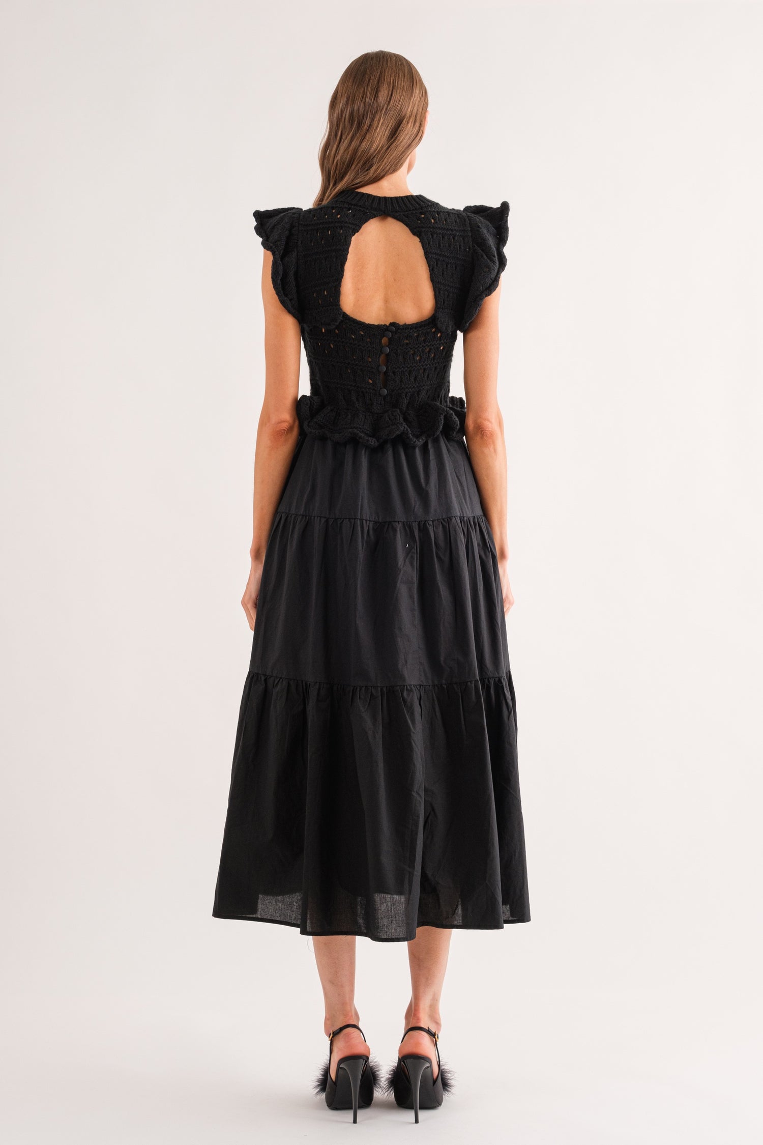 Laura Combination Dress - Black