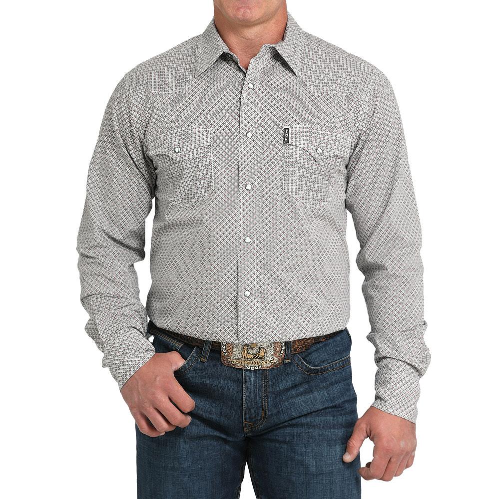 Cinch Mens Long Sleeve Print Modern in Gray