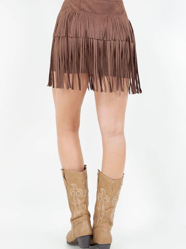 Tiered Fringe Mini Skirt