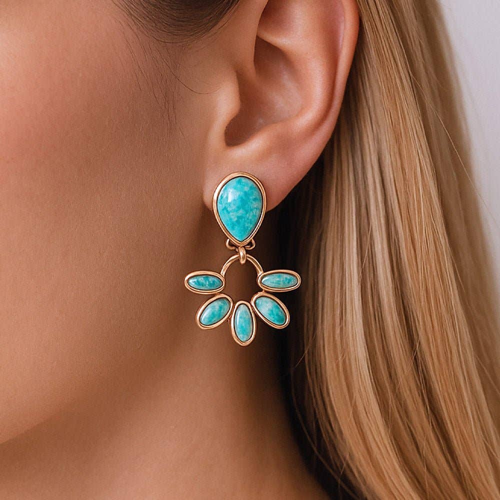 Mojave Blue Turquoise Golden Clip Earrings