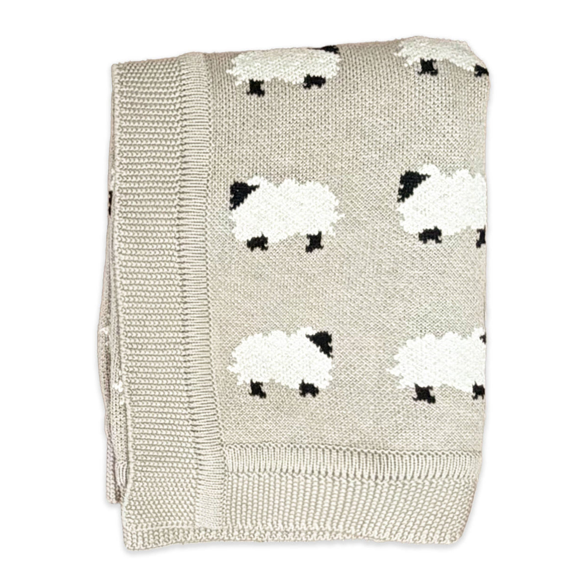 Sheep Jacquard Knit Baby Blanket