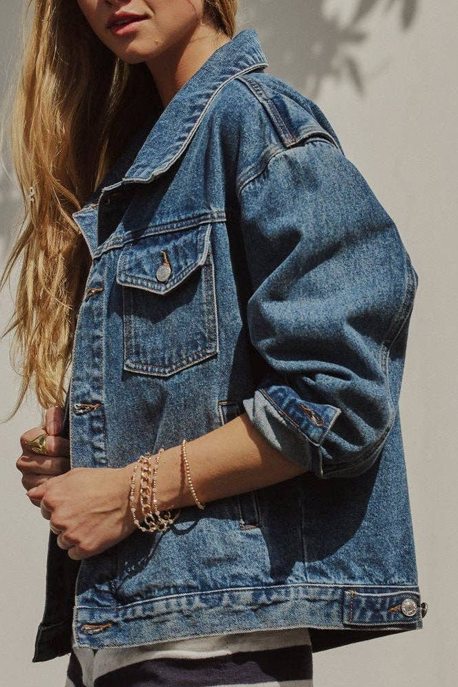 American Flag Patch Denim Trucker Jacket