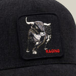 Goorin Bros Denim Raging embroidered patch framed clean on the crown with tonal stitching western fashion