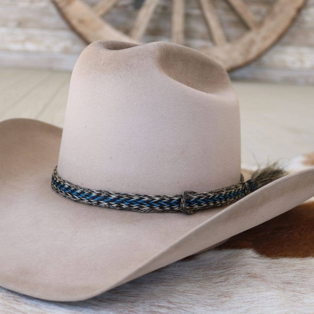 Horsehair Braided Blue Single Tassel Hat Band