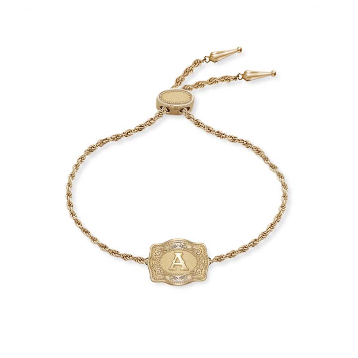 SpurWest Ultra Mini Belt Buckle Bracelet (Initial) - Gold