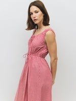 womens whitney dress gingham sleeveless tie waist button down prairie dress summer casual free shipping Boltranchstore.com